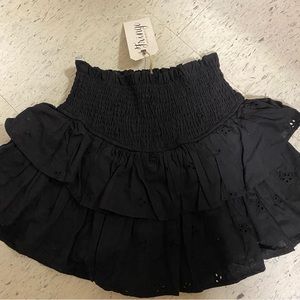 Fringe Boutique Take It Slow Black Eyelet Smocked Skirt